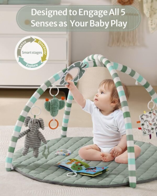 Diary Baby Play Gym Mat – Tummy Time Activity Mat with 6 Detachable Toys for Sensory & Motor Skill Development - Image 2